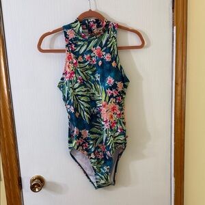 NWT Barbara Ignatiev for AXESEA Flora Back Zipper Retro One Piece Swimsuit
